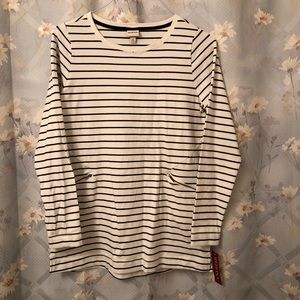 Merona black&cream striped w/ zip pockets tunic